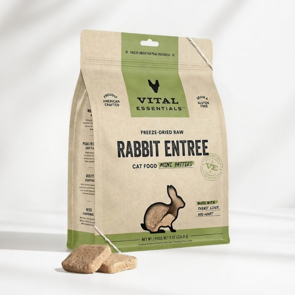 Cat Freeze-Dried Raw Grain Free Rabbit Entree Mini Patties 8Oz.