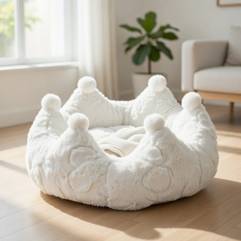 Rose Crown Pet Bed Ivory 17.7 In
