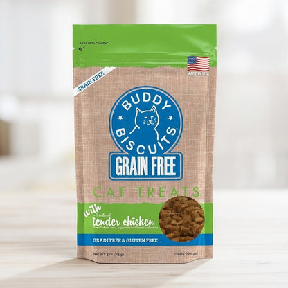Grain-Free Buddy Biscuits with Tender Chicken Cat Treats; 3Oz. Bag