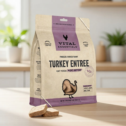 Cat Freeze-Dried Raw Grain Free Turkey Entree Mini Patties 8Oz.