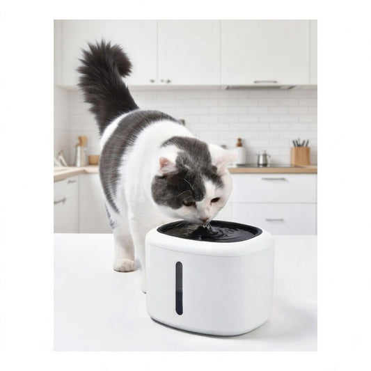 Max & Marlow Automatic Water Fountain Black & White, 1Ea/84 Oz.