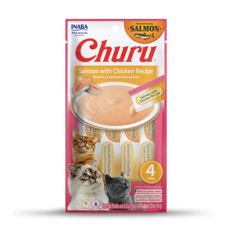 Churu Puree Cat Treats Salmon/Chicken .5Oz. 4 Pk (Case of 6)