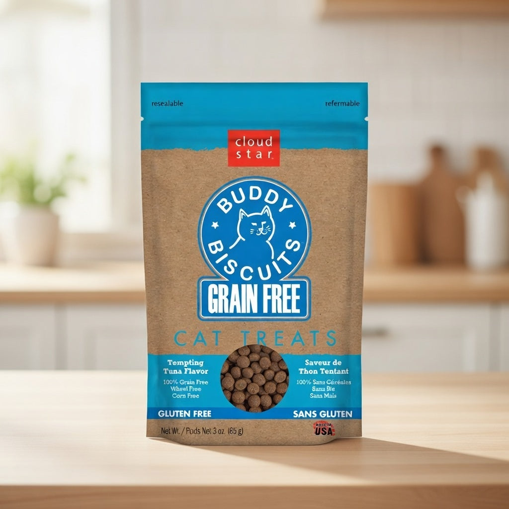 Grain-Free Buddy Biscuits with Tempting Tuna Cat Treats; 3Oz. Bag