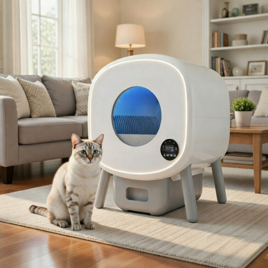 Self Cleaning Litter Box, Large Capacity Automatic Cat Litter Box Self Cleaning for Cats, App Control,Safety Protection, 2 Roll Garbage Bags