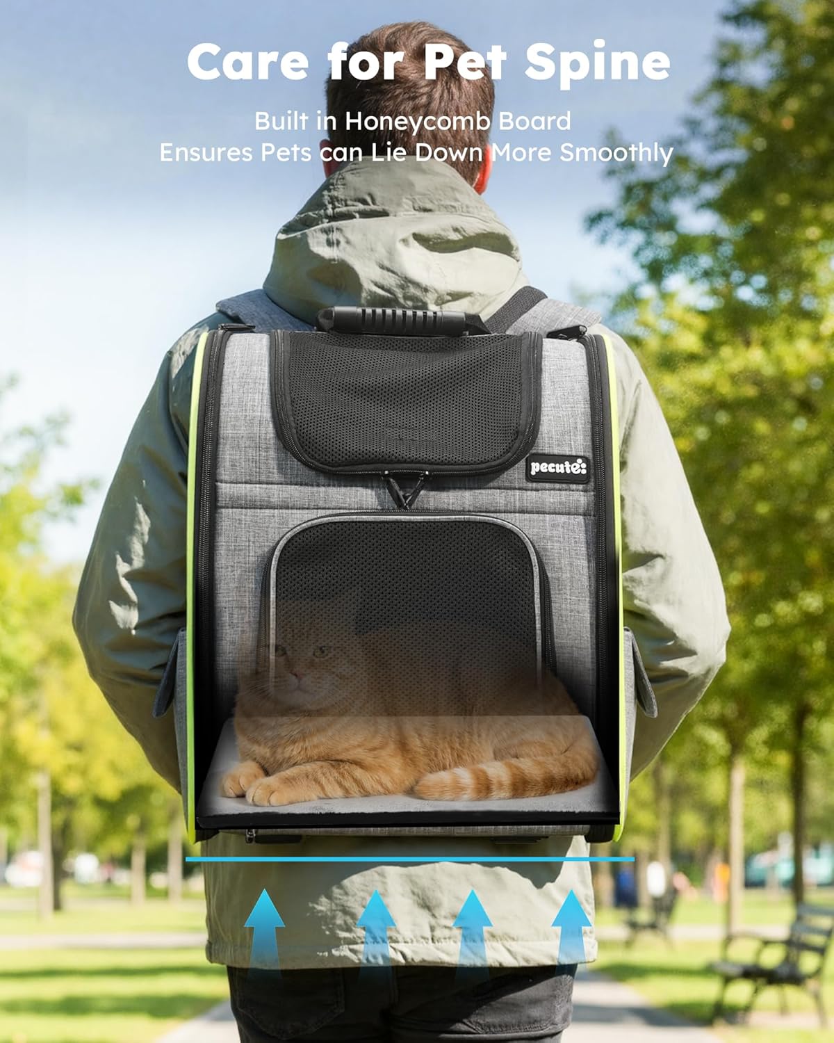 Cat Backpack Carrier Expandable , Foldable Pet Backpack for Cats & Small Dogs up to 11Lbs, with 4-Side Breathable Mesh, Multi-Entry & Lockable Zippers for Travel, Hiking, Camping - Hands Free,