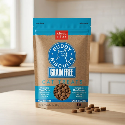 Grain-Free Buddy Biscuits with Tempting Tuna Cat Treats; 3Oz. Bag