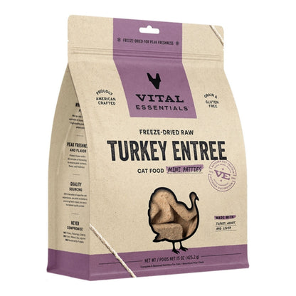 Cat Freeze-Dried Raw Grain Free Turkey Mini Patties Entree 15Oz.