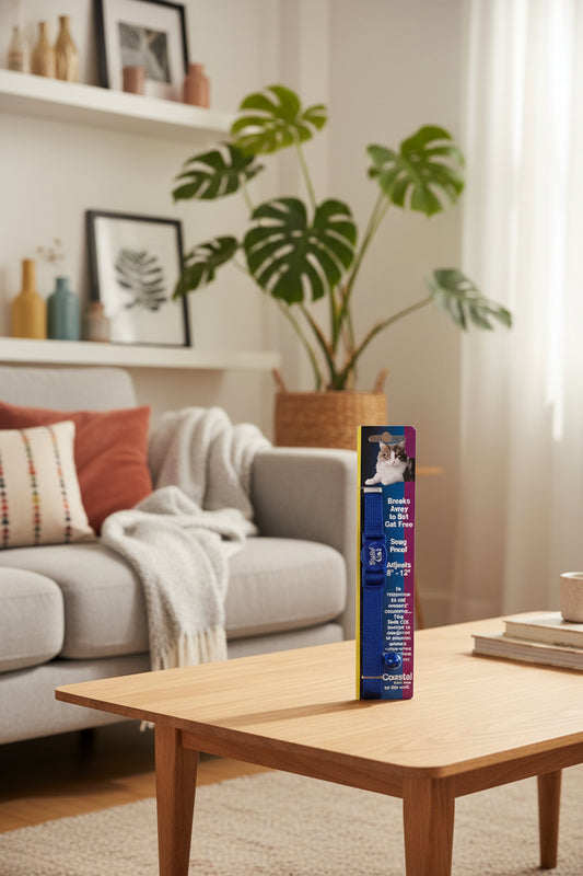 Safe Cat Adjustable Snag-Proof Nylon Breakaway Collar Blue 3-8 in X 8-12 In