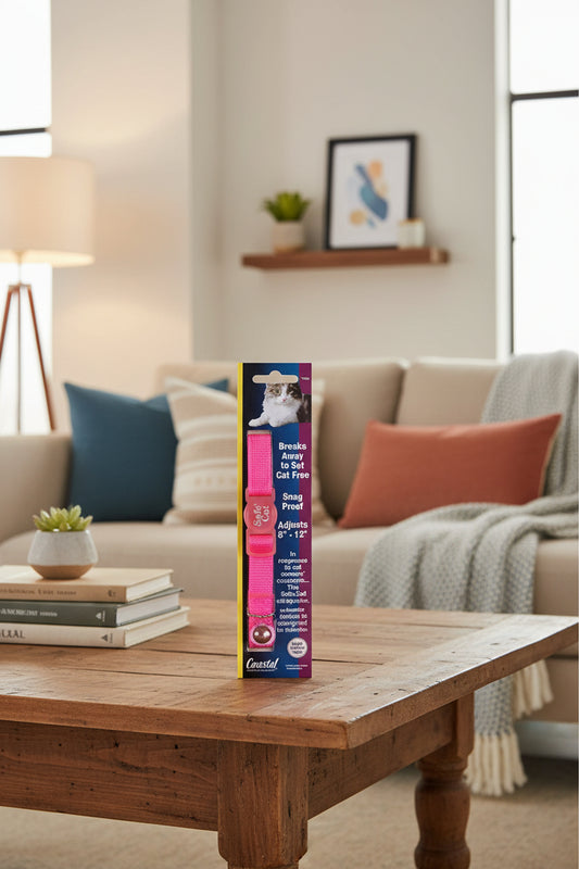 Safe Cat Adjustable Snag-Proof Nylon Breakaway Collar Neon Pink 3-8 in X 8-12 In