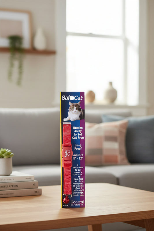 Safe Cat Adjustable Snag-Proof Nylon Breakaway Collar Red 3-8 in X 8-12 In