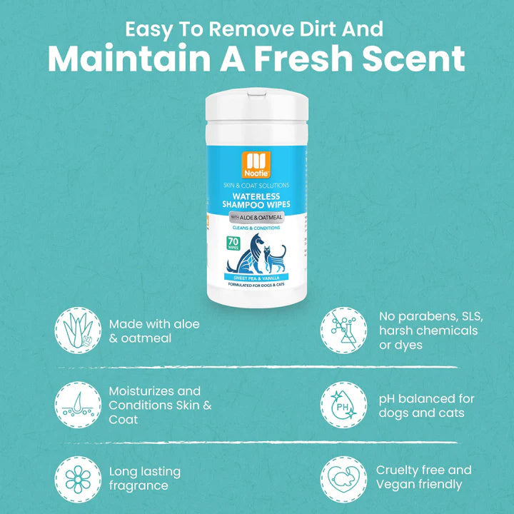 Waterless Grooming Wipes Sweet Pea and Vanilla 70 Count
