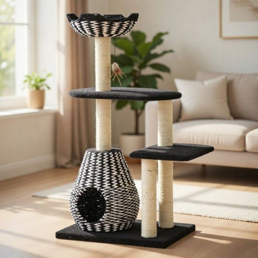 Ace Cat Tree Black & Tan 49 In