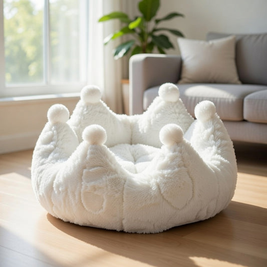 Rose Crown Pet Bed Ivory 17.7 In