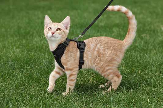 Cat Harness and Leash for Walking, Escape Proof Soft Adjustable Vest Harnesses for Cats, Easy Control Breathable Reflective Strips Jacket, Black, XS