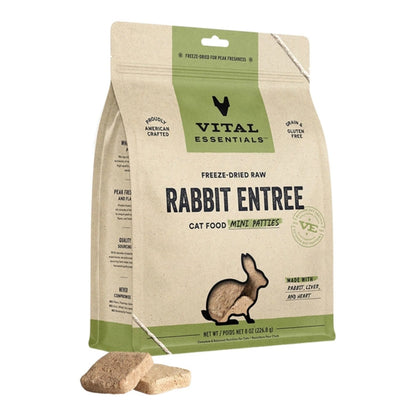 Cat Freeze-Dried Raw Grain Free Rabbit Entree Mini Patties 8Oz.